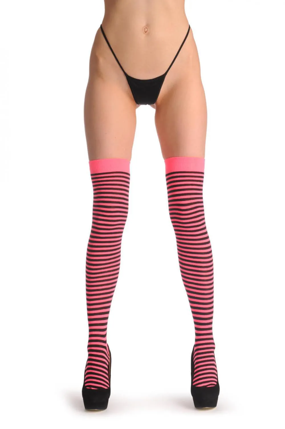 Black & Neon Pink Thin Stripes