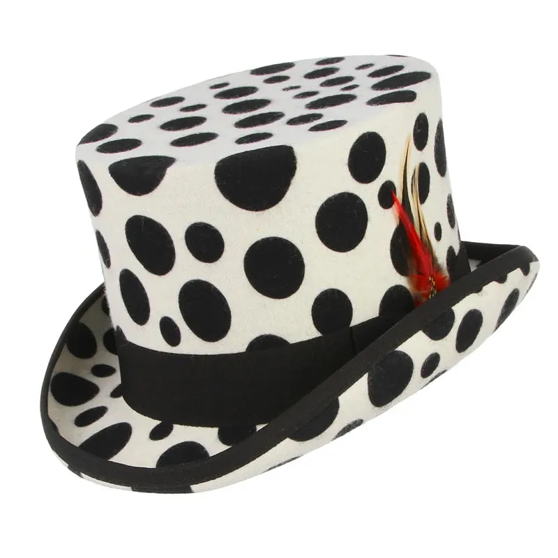 Black and White Graphic 100% Wool Felt Top Hats