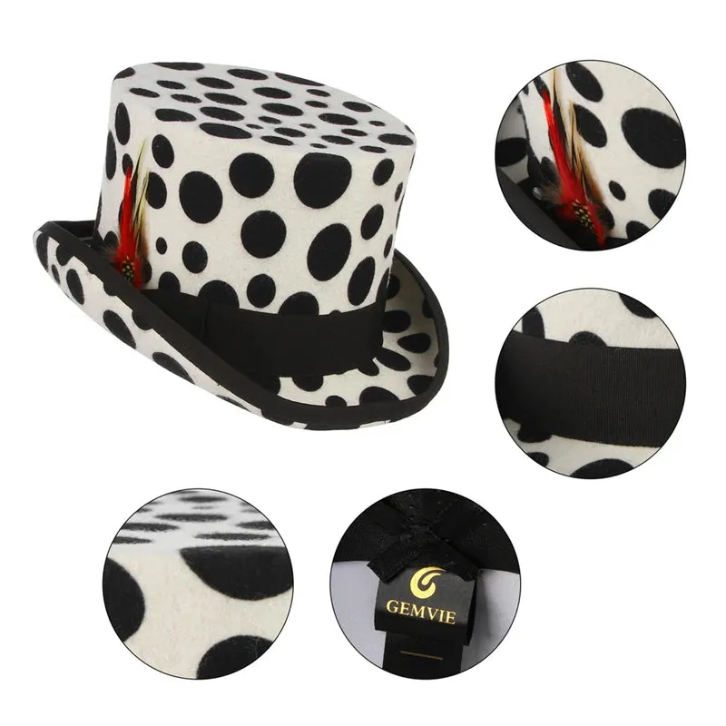 Black and White Graphic 100% Wool Felt Top Hats