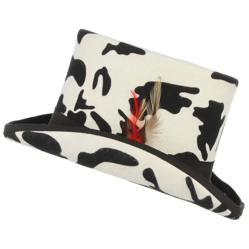 Black and White Graphic 100% Wool Felt Top Hats