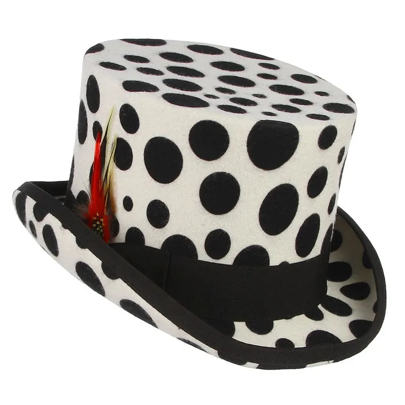 Black and White Graphic 100% Wool Felt Top Hats