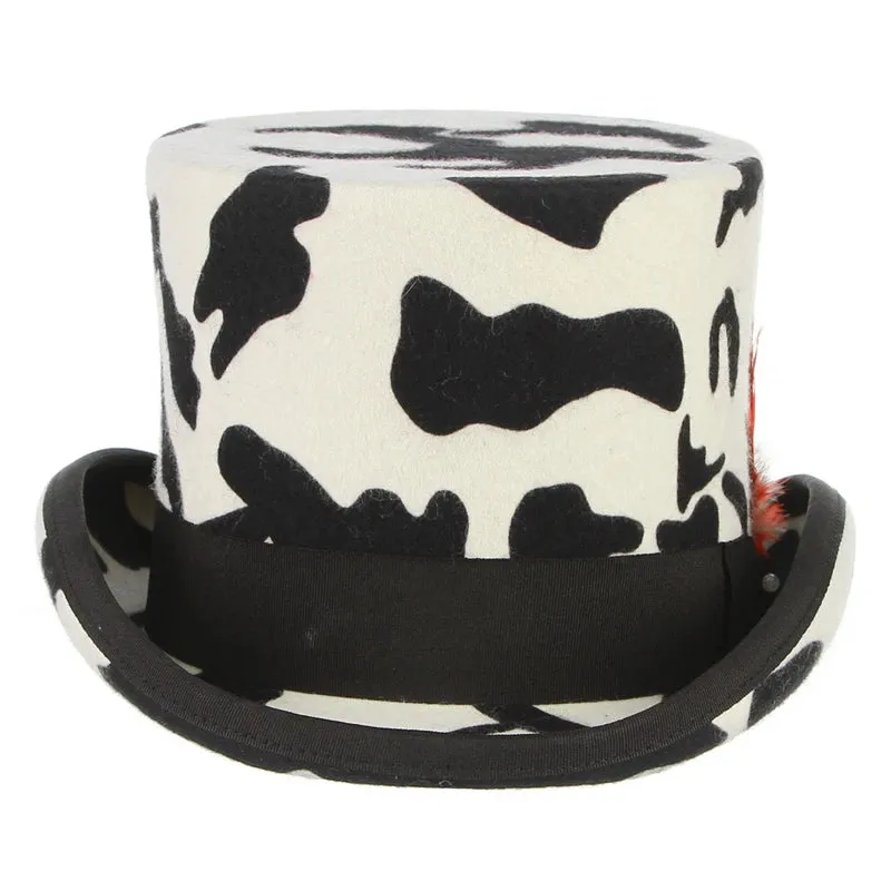 Black and White Graphic 100% Wool Felt Top Hats