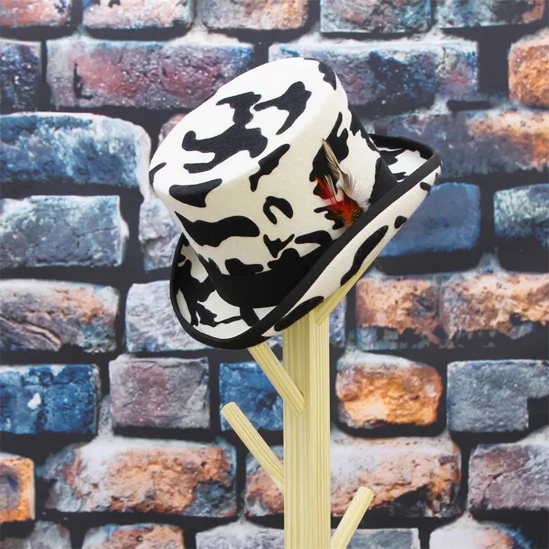 Black and White Graphic 100% Wool Felt Top Hats