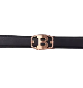 Black Men's Genuine Leather Belt B Gold Buckle Luxury belt