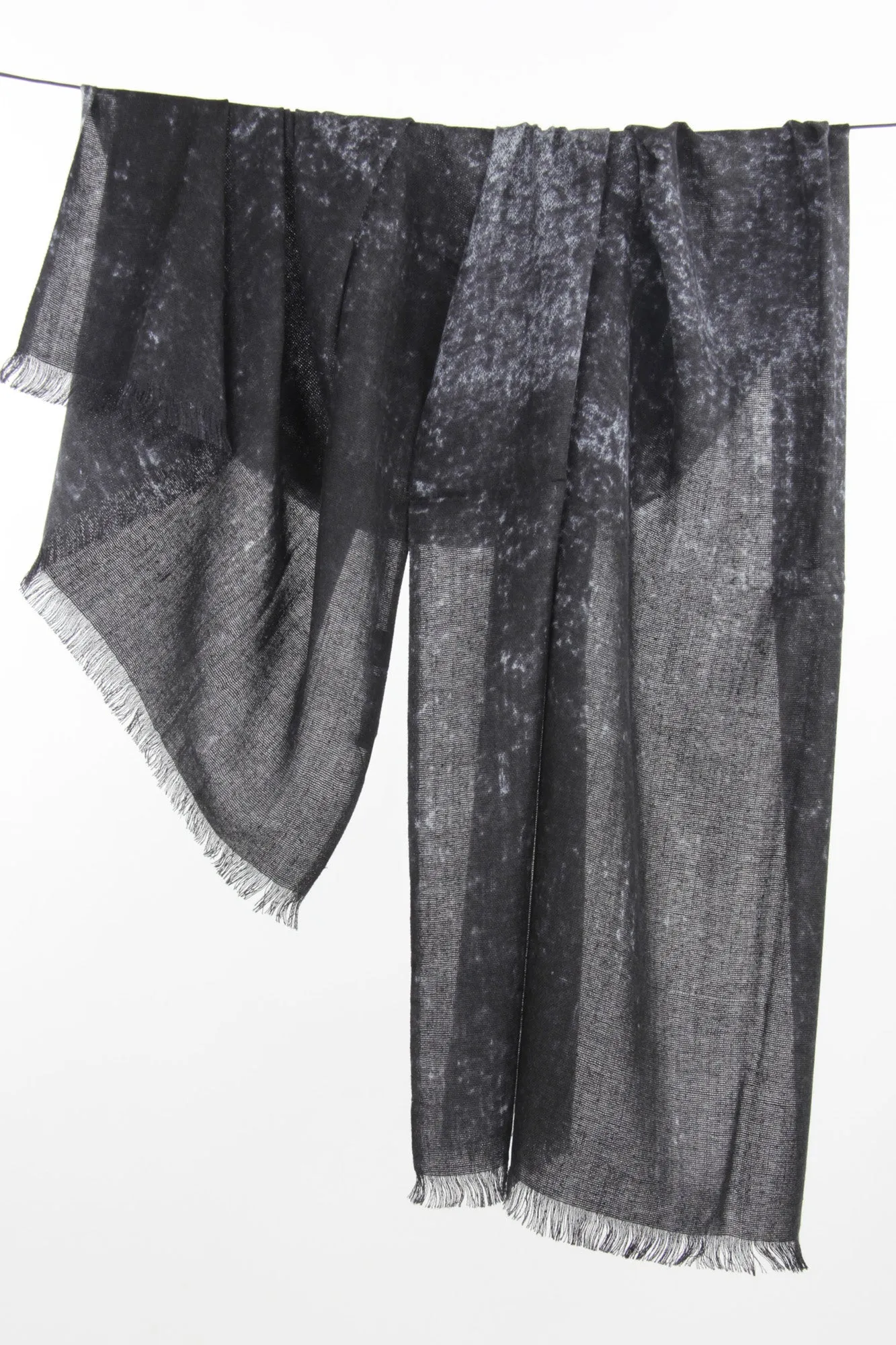 Black Silk Wool Cashmere Gauze Scarf