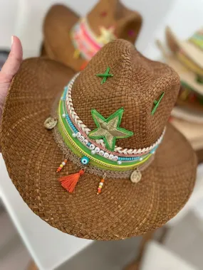 Boho Hat Star Green and Orange