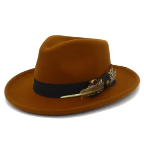 Bowknot Feather Belt Fedora Hats Unisex