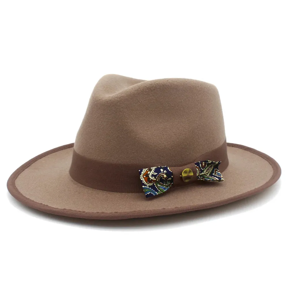 Bowknot Feather Belt Fedora Hats Unisex