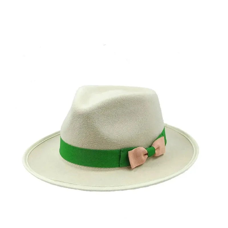 Bowknot Feather Belt Fedora Hats Unisex