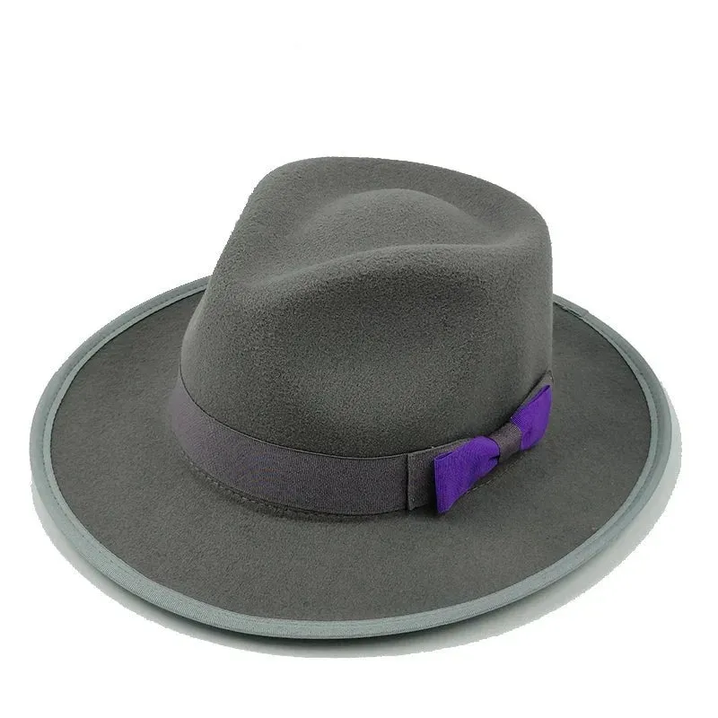 Bowknot Feather Belt Fedora Hats Unisex