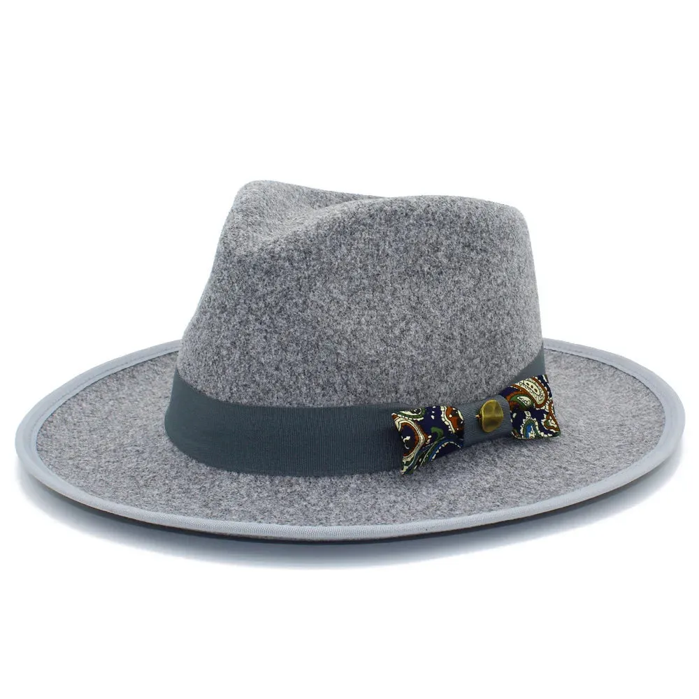 Bowknot Feather Belt Fedora Hats Unisex