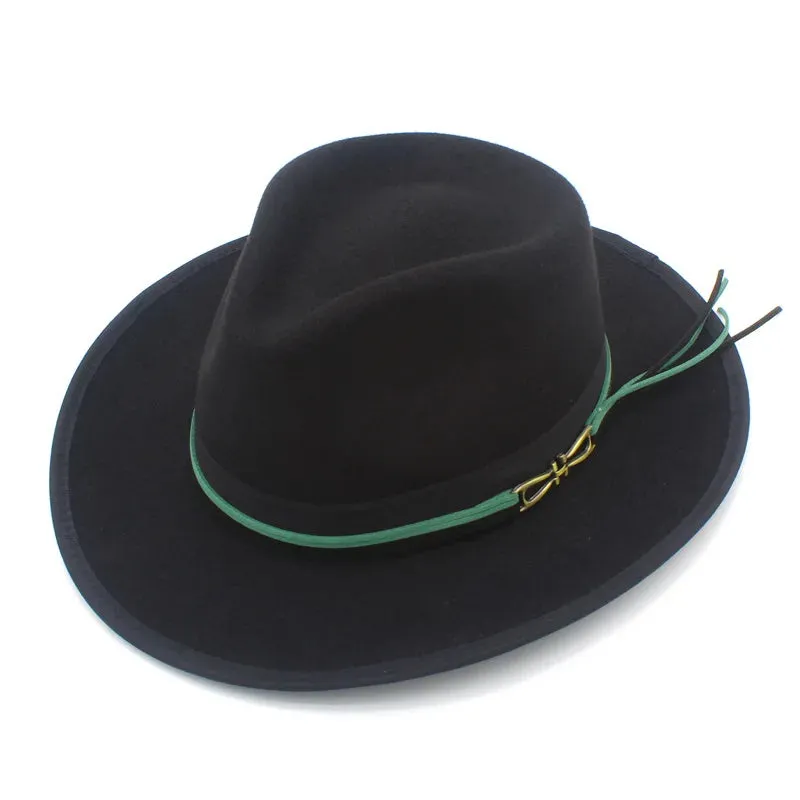 Bowknot Feather Belt Fedora Hats Unisex