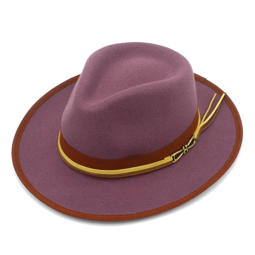 Bowknot Feather Belt Fedora Hats Unisex