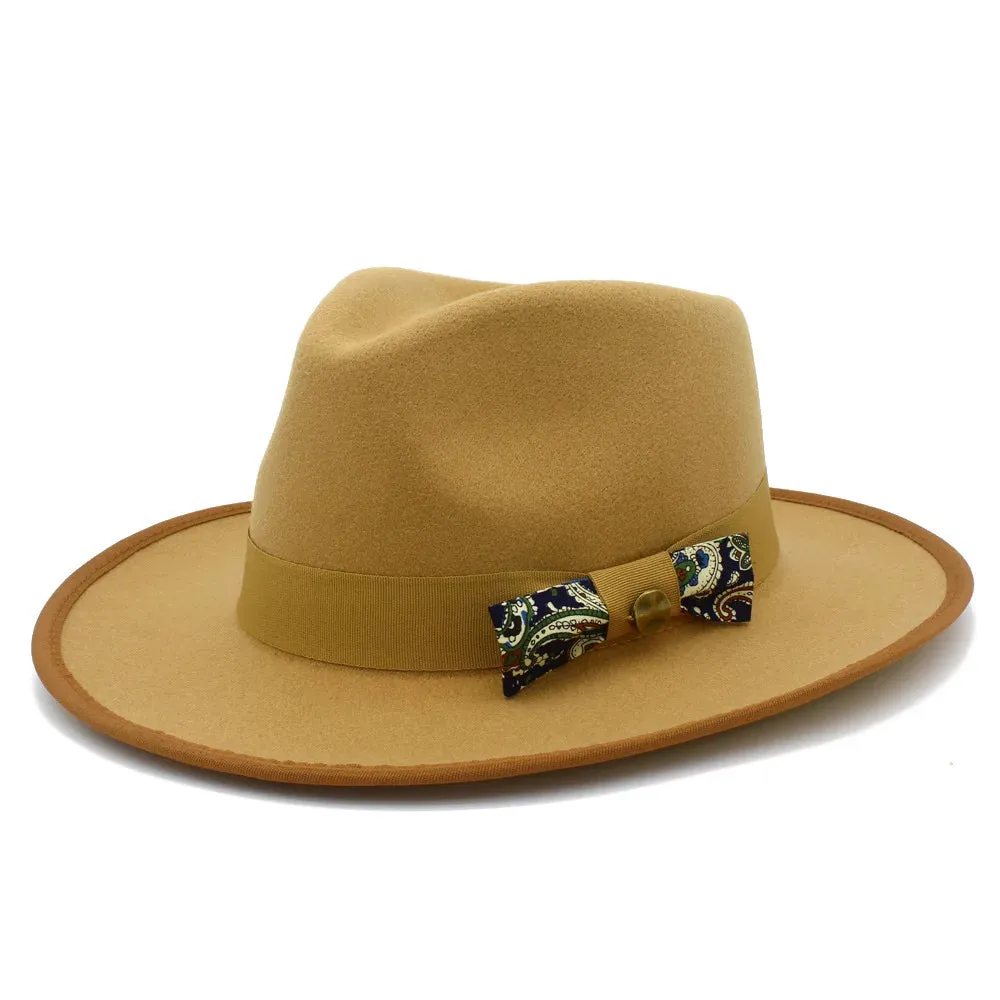 Bowknot Feather Belt Fedora Hats Unisex