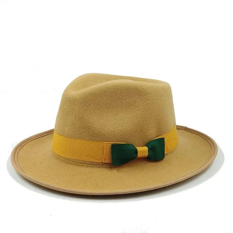 Bowknot Feather Belt Fedora Hats Unisex