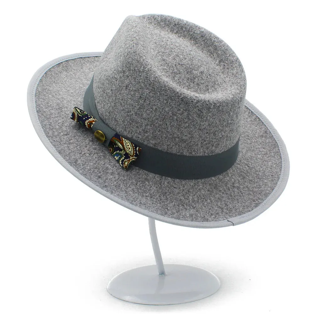 Bowknot Feather Belt Fedora Hats Unisex