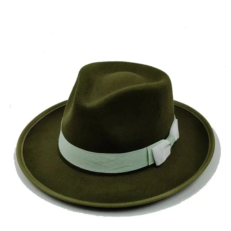 Bowknot Feather Belt Fedora Hats Unisex