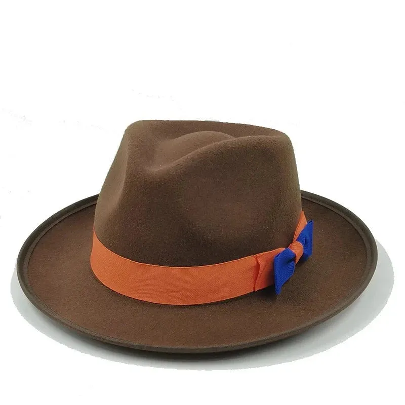 Bowknot Feather Belt Fedora Hats Unisex