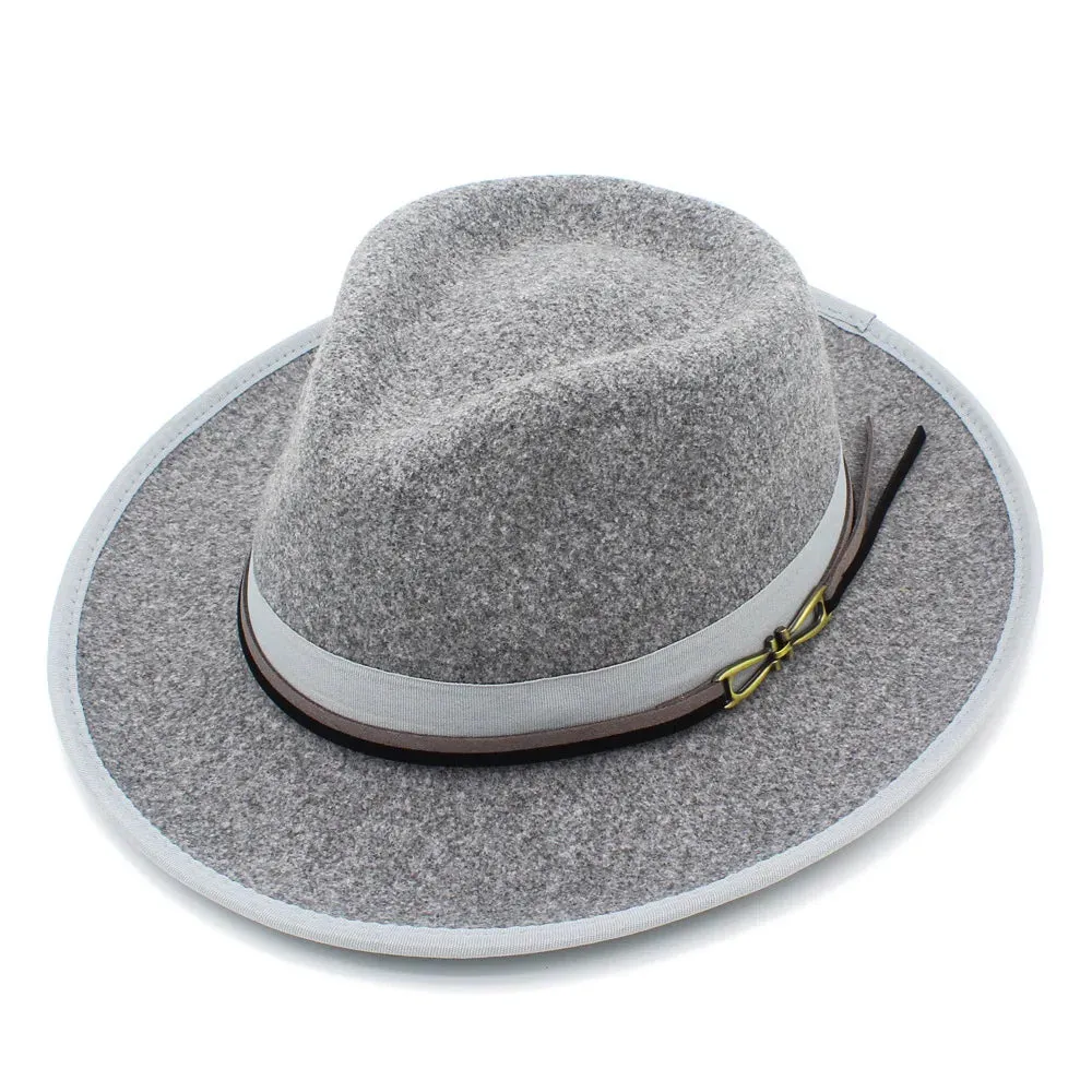 Bowknot Feather Belt Fedora Hats Unisex