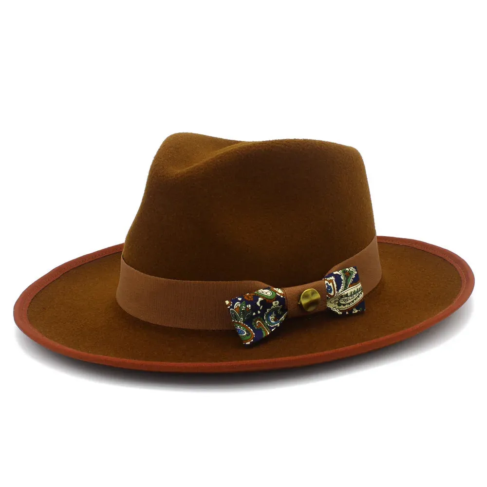 Bowknot Feather Belt Fedora Hats Unisex