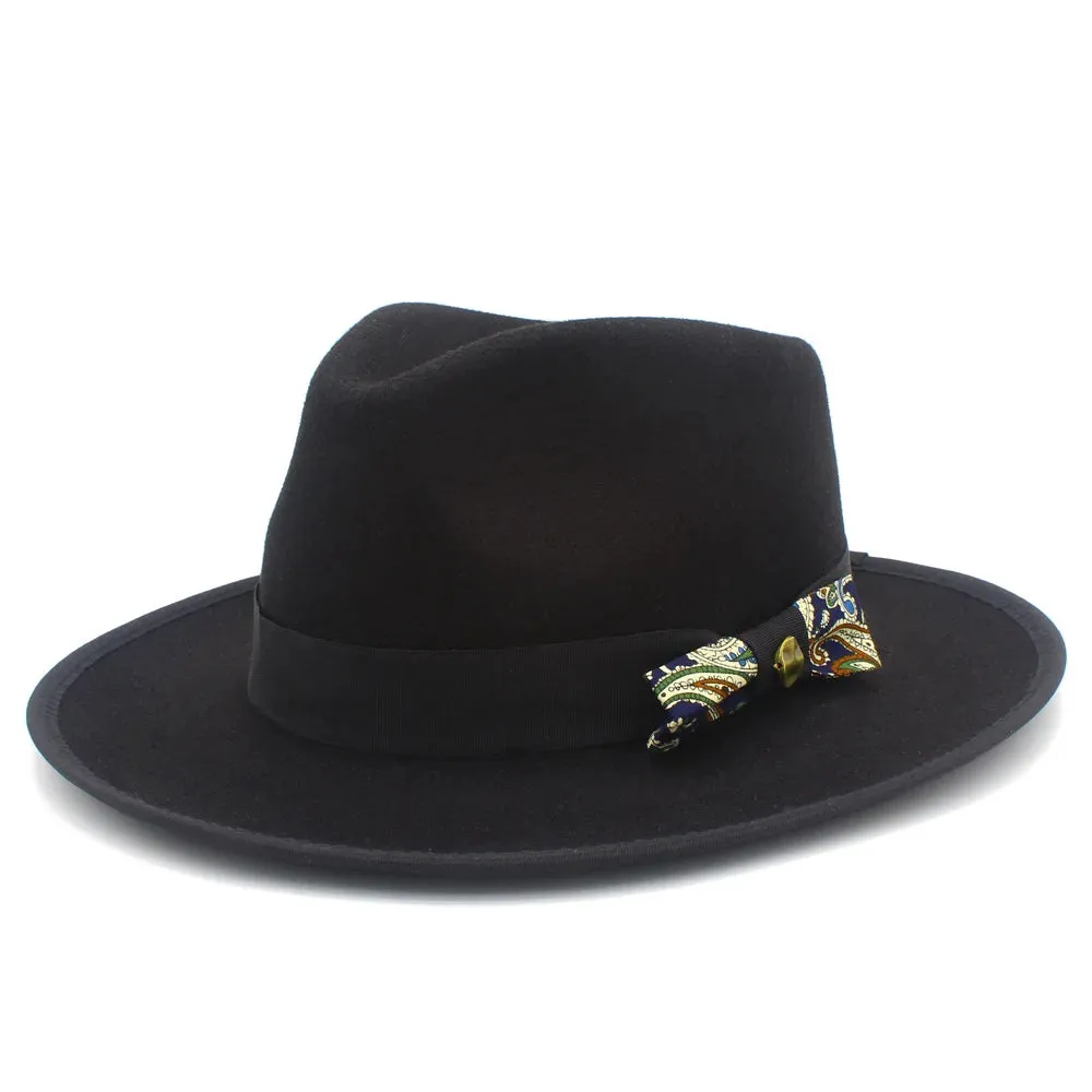 Bowknot Feather Belt Fedora Hats Unisex