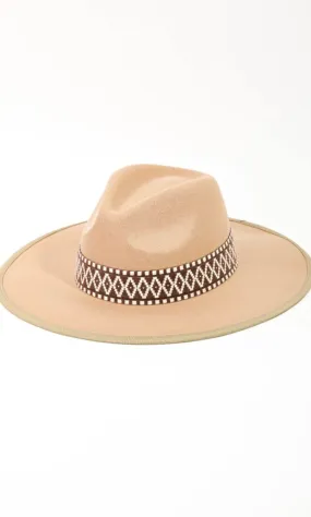 Brevin Camel Boho Braided Band Wool Felt Panama Hat