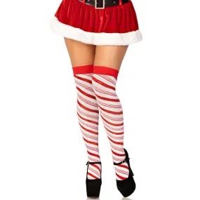 Candy Cane Over the Knee Socks - Leg Avenue