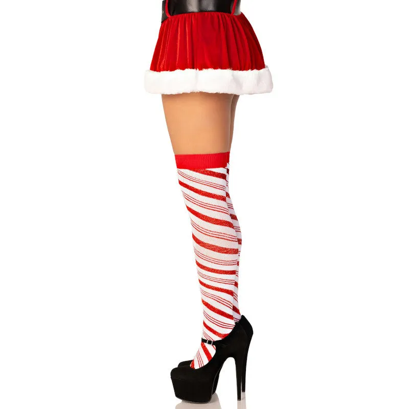 Candy Cane Over the Knee Socks - Leg Avenue