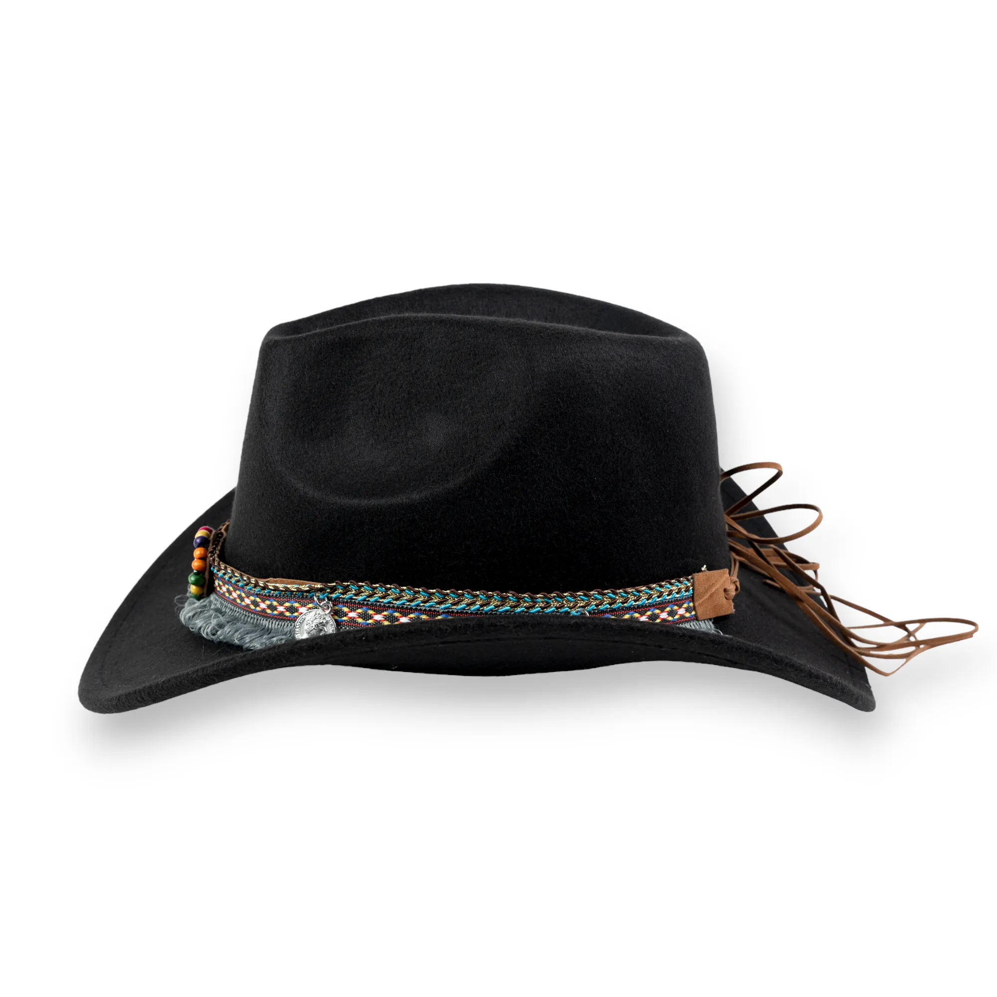 Chokore Boho-Tibetan Ethnic Cowboy Hat (Black)