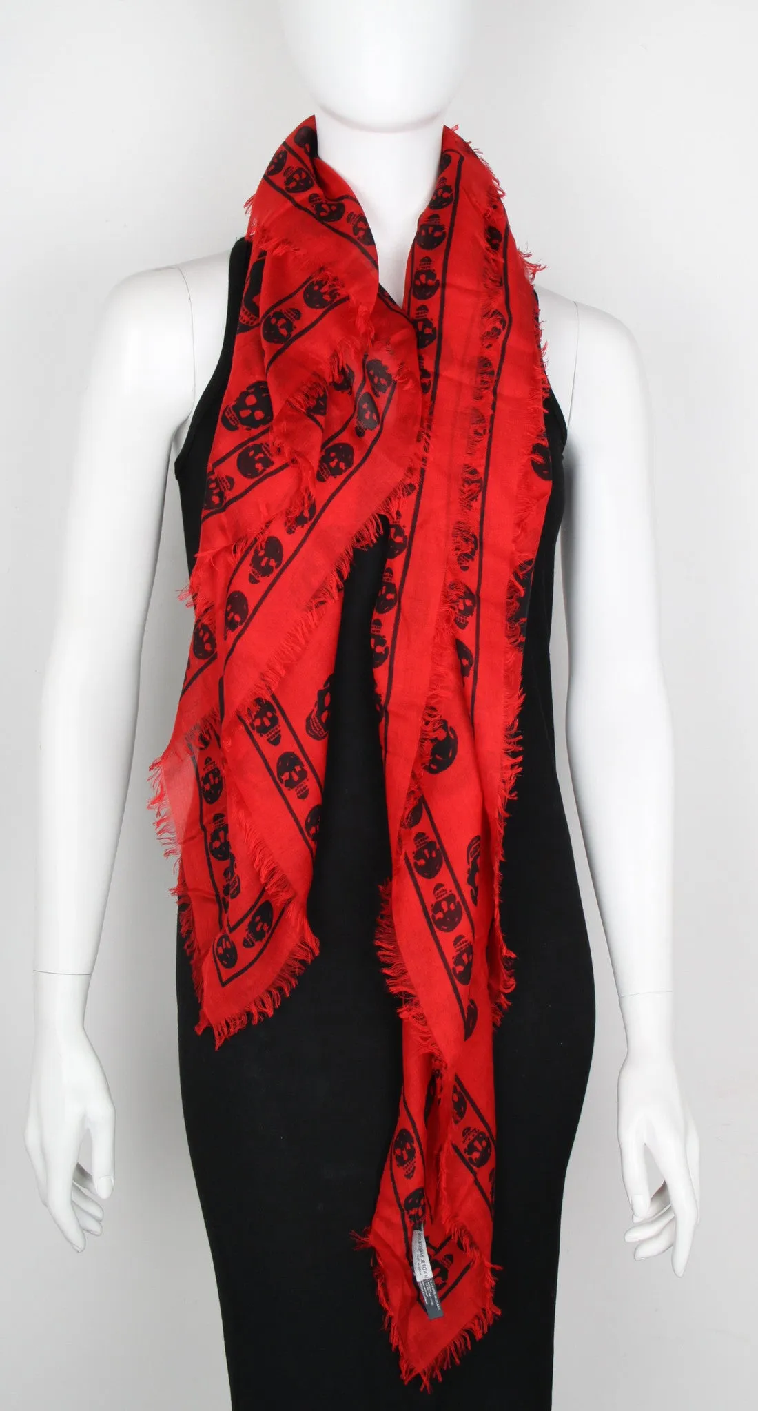 Classic Skull Scarf Pashmina, Lacquer Red/Black