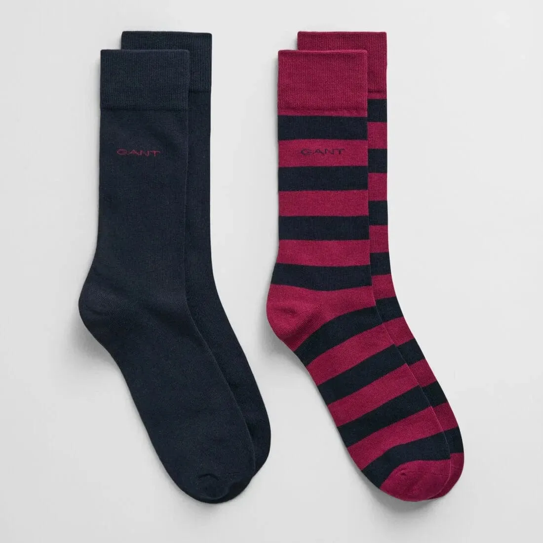 GANT 2-Pack Barstriped & Solid Socks in Rich Wine