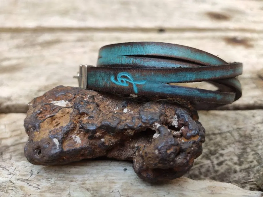 Genuine Leather Mens Cuff Bracelet - Handcrafted Wrap Style with Clasp - Sleek  Masculine