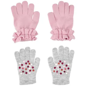 Girls' 2-Pack Pink Dot Gripper Gloves 3P884010