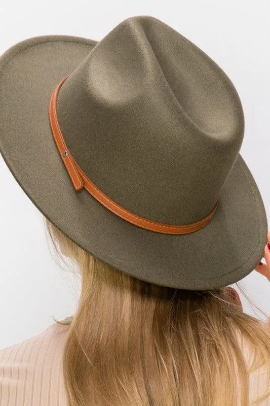 Got A Feeling- {Black, Ivory, Olive & Taupe} Brim Felt Hat w/ Skinny Belt