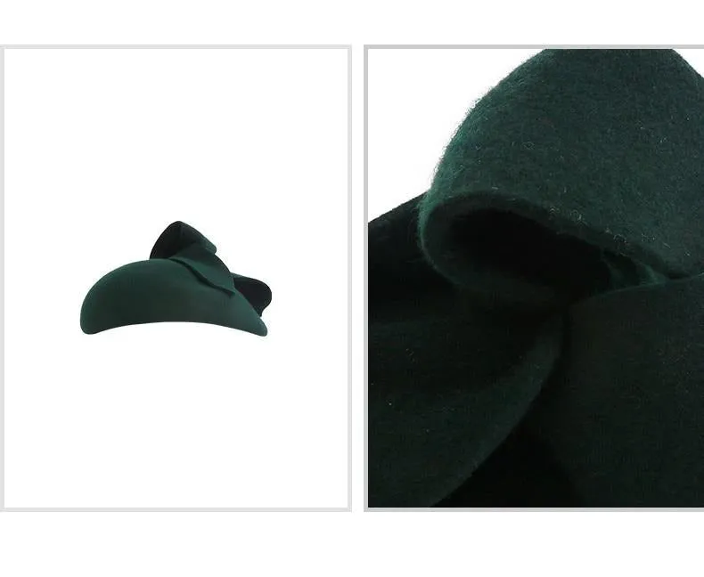 Green 100% Wool Ladies Pillbox Hat Church Hats Fascinators