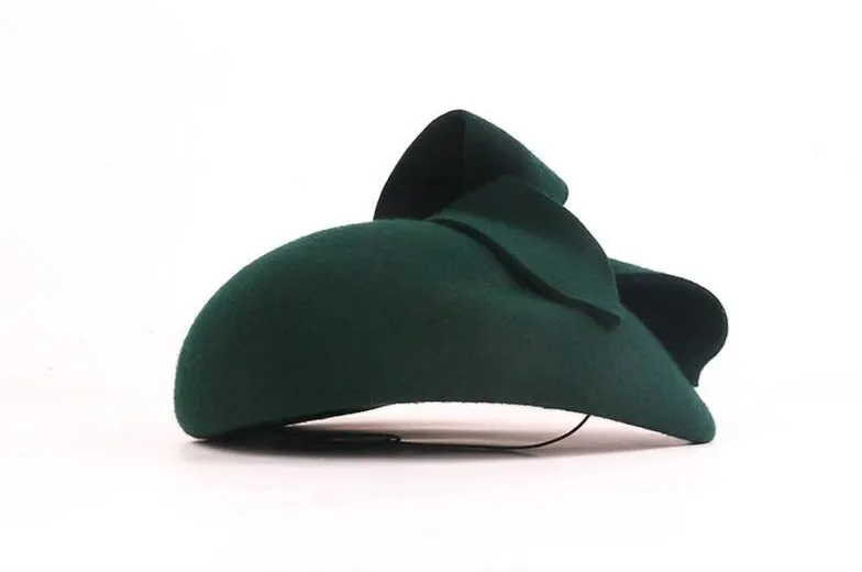 Green 100% Wool Ladies Pillbox Hat Church Hats Fascinators