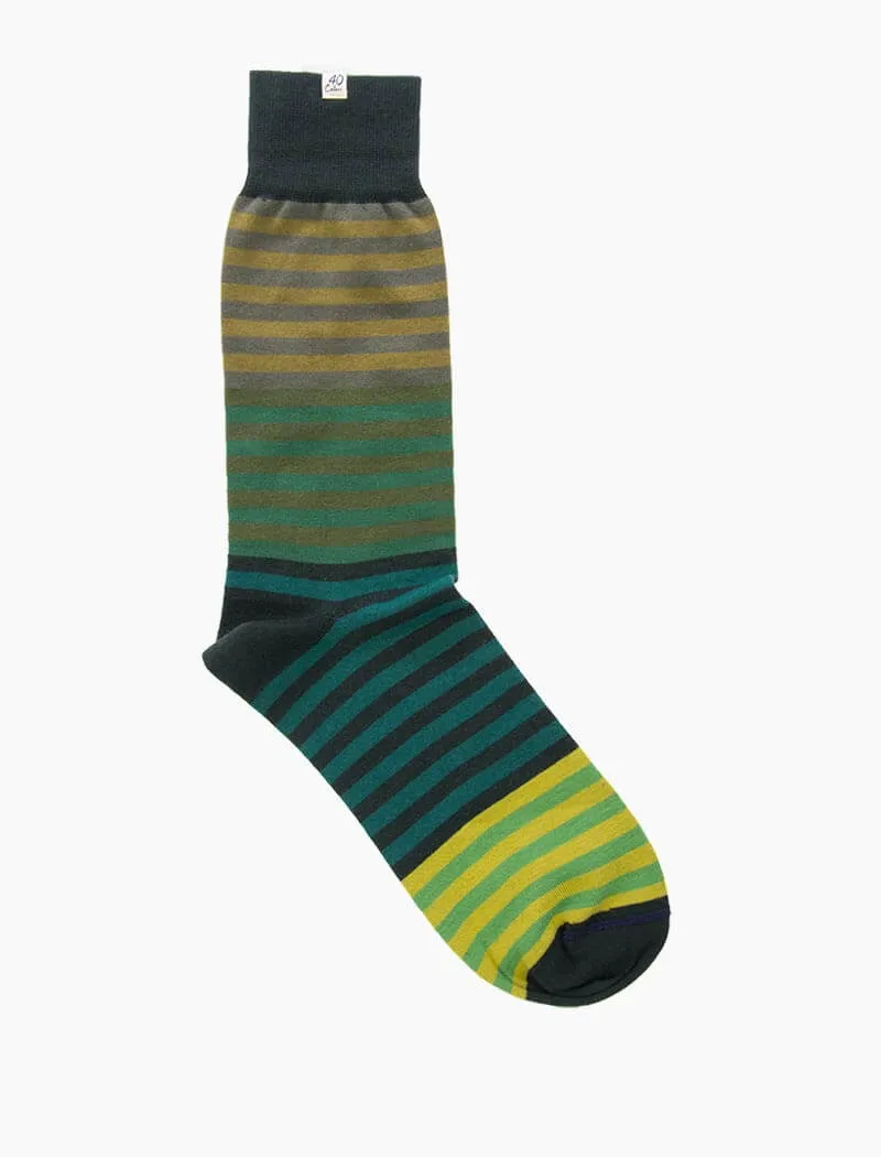 Green Gradient Striped Organic Cotton Socks