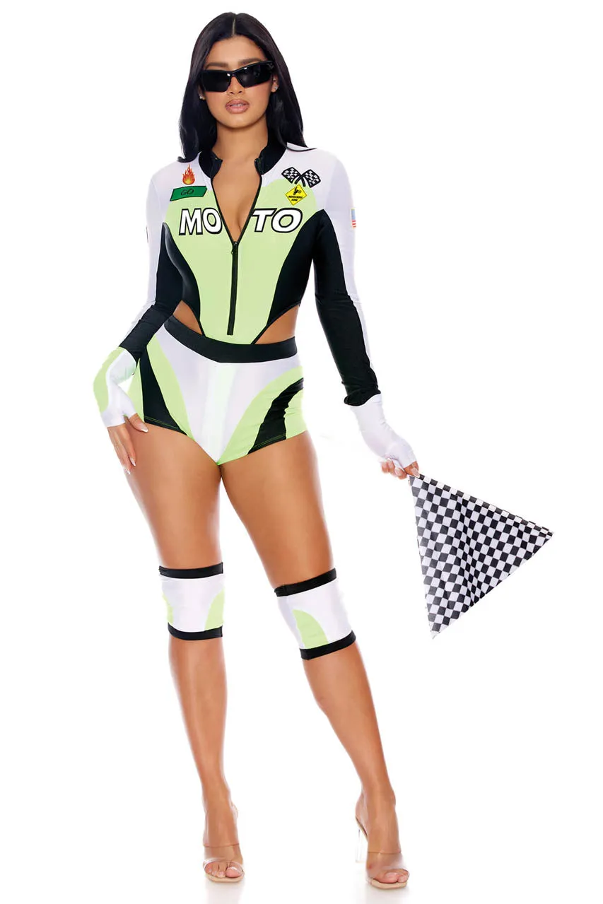 Green Light Go Sexy Motocross Racer Costume