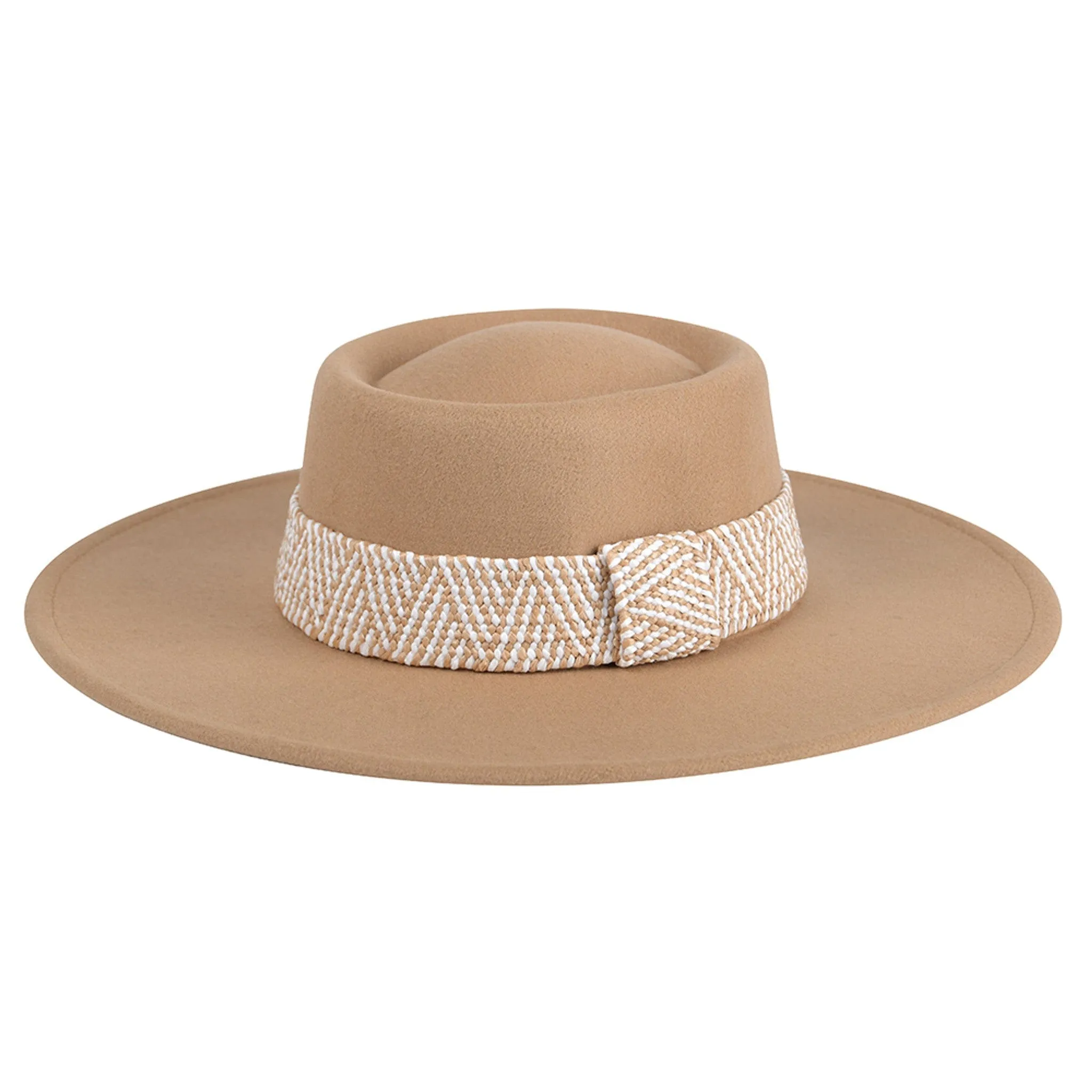 HAT2189 Stevie Boho Trim wide Brim Fedora