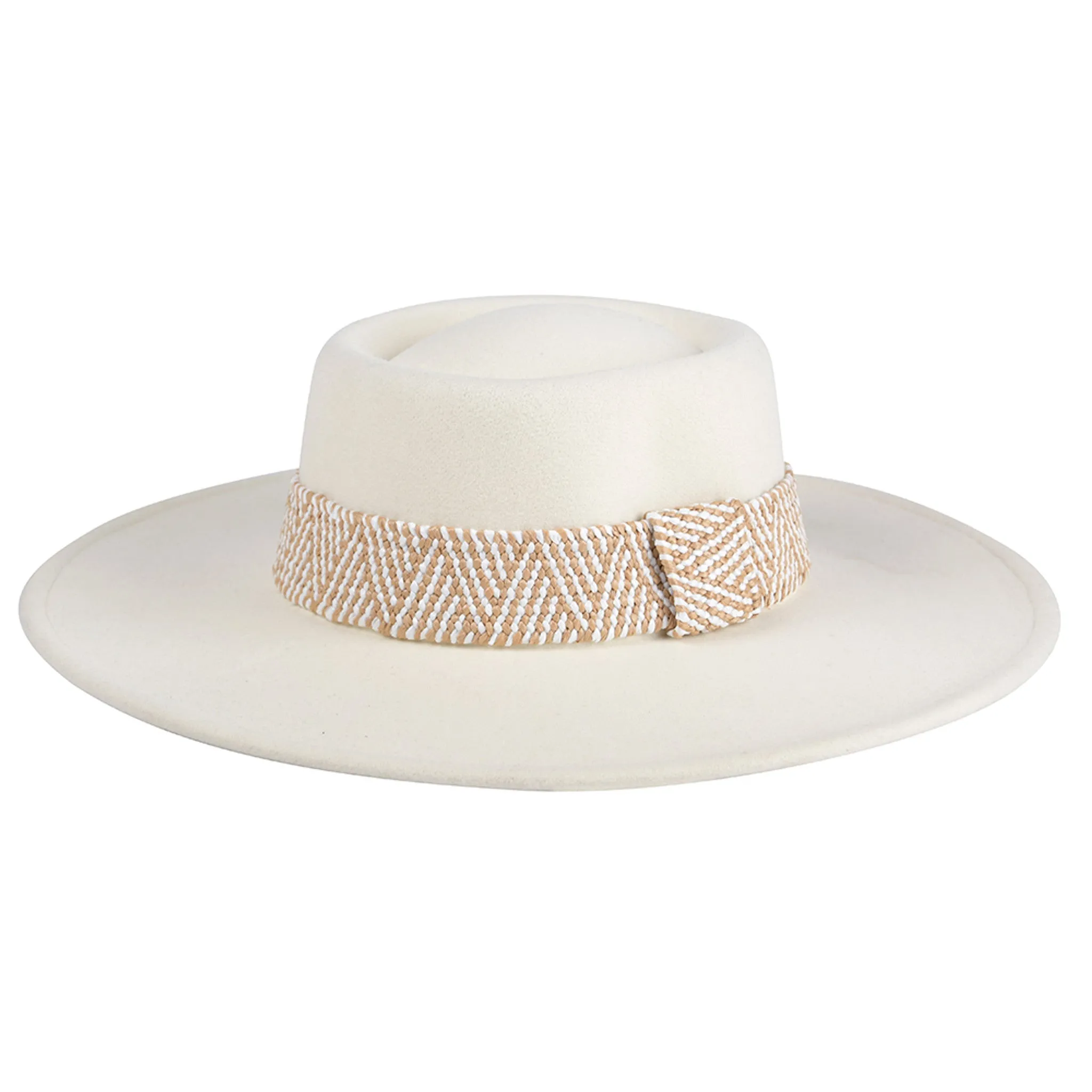 HAT2189 Stevie Boho Trim wide Brim Fedora