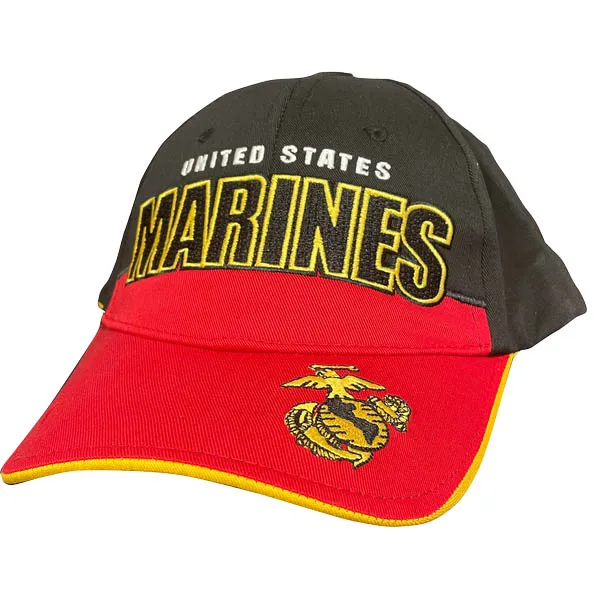 MARINES 3D Foam EGA Multi Position Embroidery on Red/Black Cap