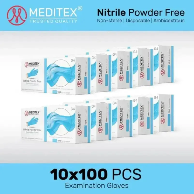 MEDITEX (G4) Blue Nitrile Gloves | 4mil Exam Gloves | Powder Free Gloves CG4B4