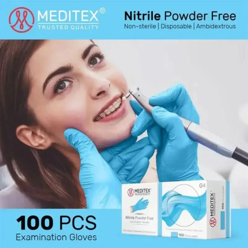 MEDITEX (G4) Blue Nitrile Gloves | 4mil Exam Gloves | Powder Free Gloves CG4B4