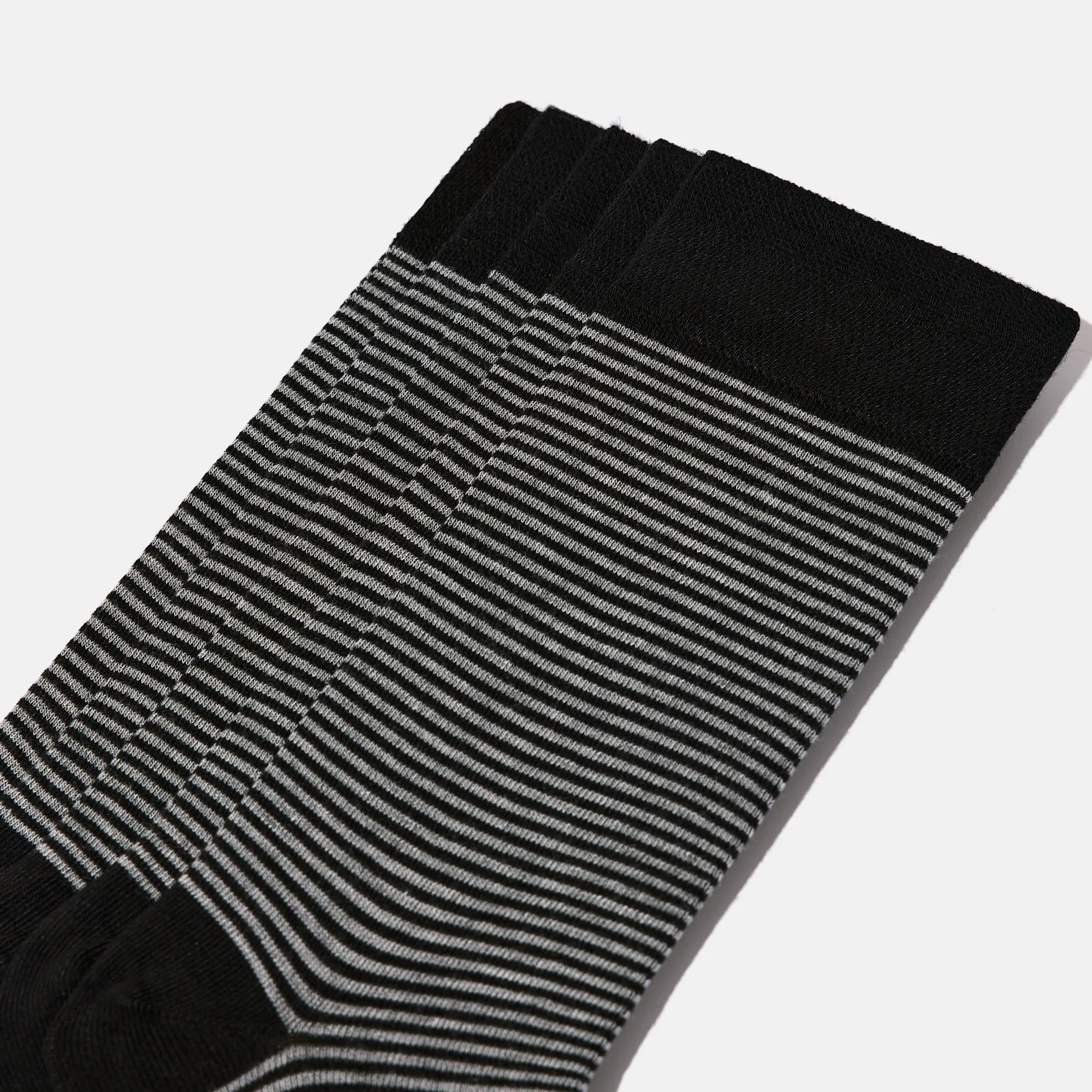 Men's Bamboo Dress Socks • Striped Pack of 1/3/5 Pairs • Black