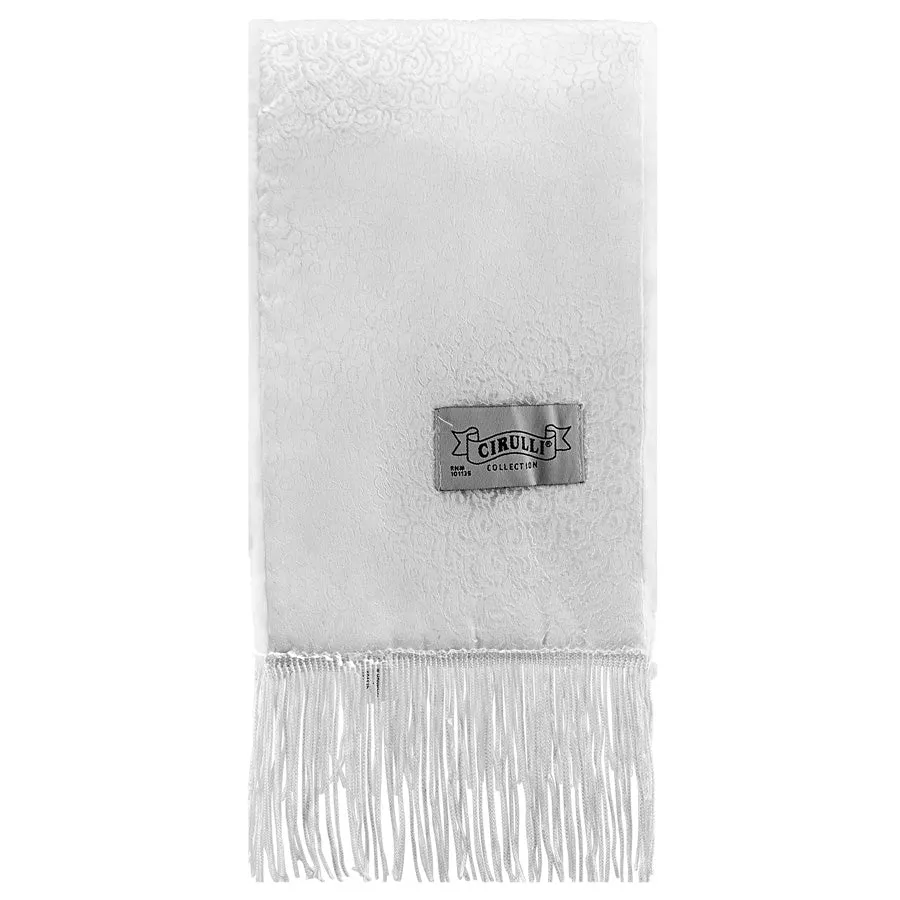 Mens Cirulli White Shabbos Scarf With Fur #6