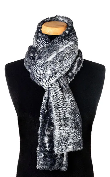 Men's Classic Scarf - Luxury Faux Fur in Black Mamba