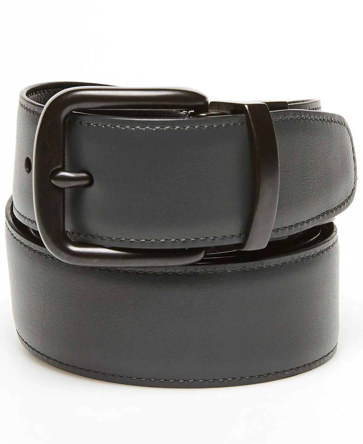 Men's gray day Original Penguin reversible logo belt, black