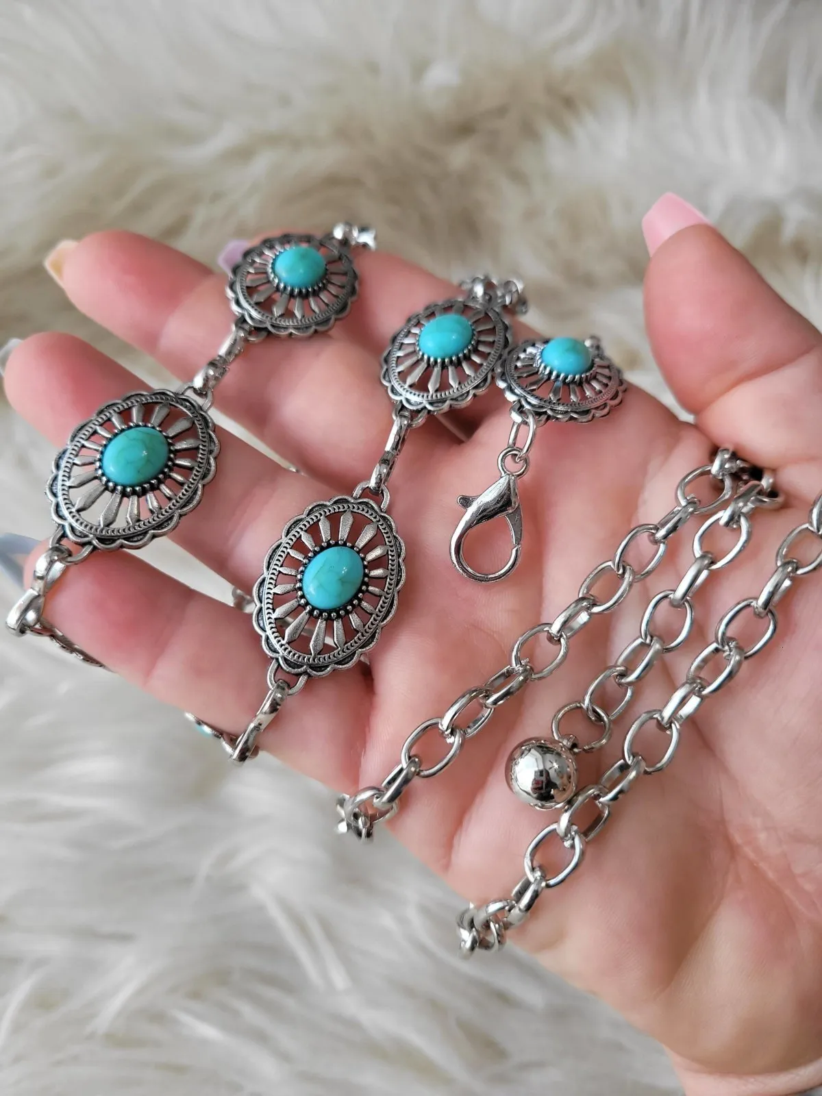 Mini Conch Turquoise Chain Belt