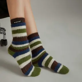 Multi-Color Striped High Fuzzy Socks