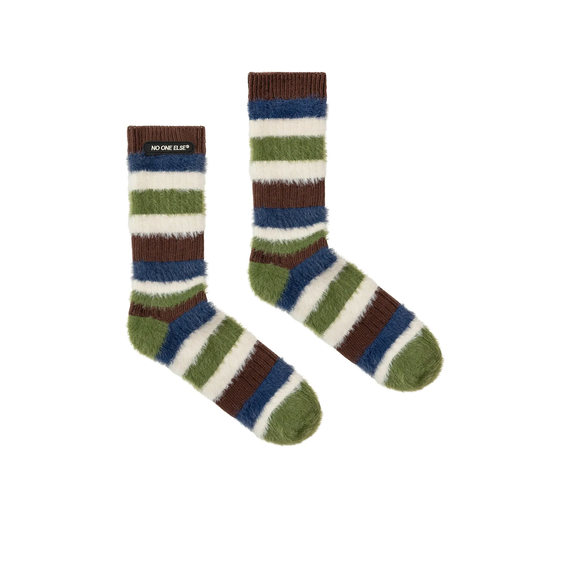 Multi-Color Striped High Fuzzy Socks